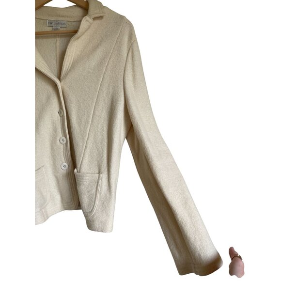 Petite Sophisticate Vintage 100% Wool Cream Ivory Button Front Collared Cardigan - Picture 10 of 11